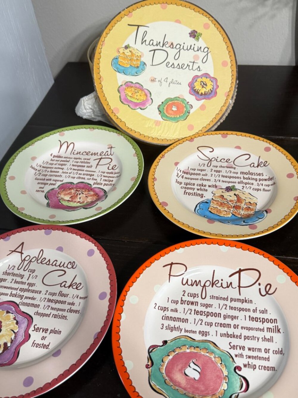 Rosanna Thanksgiving Desserts Set Of 4 Salad Dessert Plates 8" Pie - Set 1